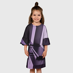Платье клеш для девочки Фиолетовая геометрия, цвет: 3D-принт — фото 2
