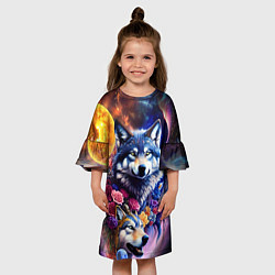 Платье клеш для девочки Звездные волки, цвет: 3D-принт — фото 2