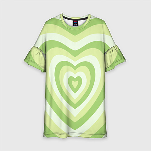 Детское платье Зеленые сердца - индикид паттерн / 3D-принт – фото 1