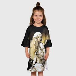 Платье клеш для девочки Блондинка в космосе, цвет: 3D-принт — фото 2