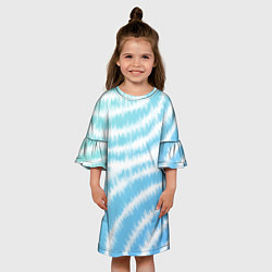 Платье клеш для девочки Тай-дай голубой с зеленым, цвет: 3D-принт — фото 2
