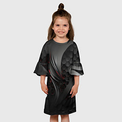 Платье клеш для девочки Черные абстрактные плиты, цвет: 3D-принт — фото 2