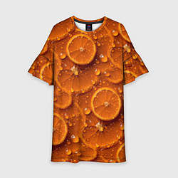 Платье клеш для девочки Сочная текстура из долек апельсина, цвет: 3D-принт