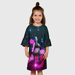 Платье клеш для девочки Джинкс и кристалл из Аркейн, цвет: 3D-принт — фото 2