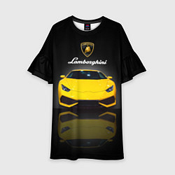 Платье клеш для девочки Итальянский суперкар Lamborghini Aventador, цвет: 3D-принт