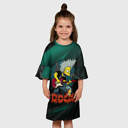 Платье клеш для девочки Rock music Simpsons, цвет: 3D-принт — фото 2