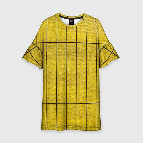 Детское платье Жёлтый фон и чёрные параллельные линии / 3D-принт – фото 1