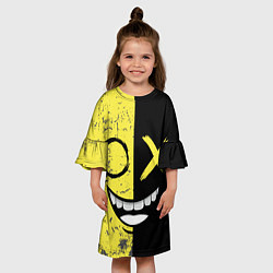 Платье клеш для девочки Смайлик с улыбкой, цвет: 3D-принт — фото 2