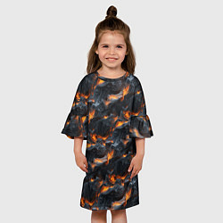 Платье клеш для девочки Огненные волны - pattern, цвет: 3D-принт — фото 2