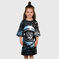 Платье клеш для девочки Кошак в скафандре, цвет: 3D-принт — фото 2
