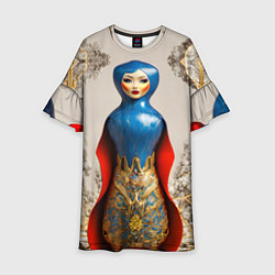 Платье клеш для девочки Матрёшка фарфор, цвет: 3D-принт