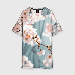 Платье клеш для девочки Японские красивые цветы, цвет: 3D-принт