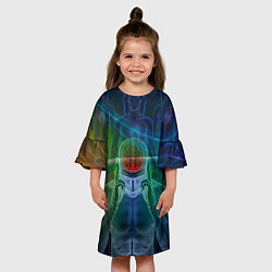 Платье клеш для девочки Человеческий мозг и импульсы, цвет: 3D-принт — фото 2