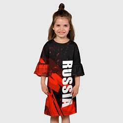 Платье клеш для девочки Russia - белая надпись на красных брызгах, цвет: 3D-принт — фото 2
