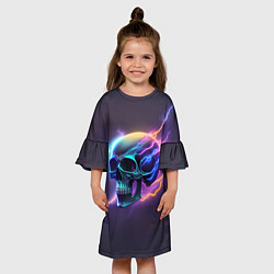 Платье клеш для девочки Череп с молниями, цвет: 3D-принт — фото 2