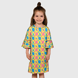 Платье клеш для девочки Летний паттерн с ракушками, цвет: 3D-принт — фото 2