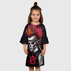Платье клеш для девочки Скелет панк анархист, цвет: 3D-принт — фото 2