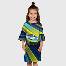 Платье клеш для девочки Суперкар Lamborghini Reventon, цвет: 3D-принт — фото 2