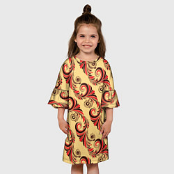 Платье клеш для девочки Винтажный растительный орнамент, цвет: 3D-принт — фото 2