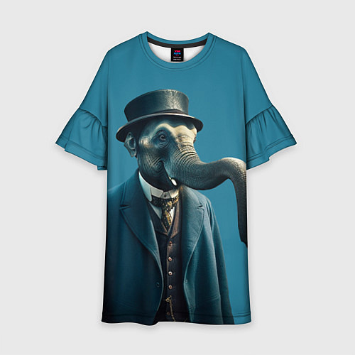 Детское платье Слон джентельмен в смокинге и шляпе / 3D-принт – фото 1