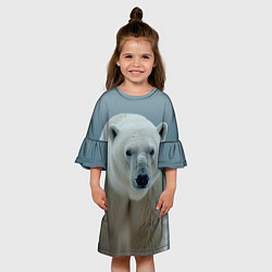 Платье клеш для девочки Белый медведь полярный, цвет: 3D-принт — фото 2