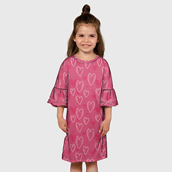 Платье клеш для девочки Нарисованные сердца паттерн, цвет: 3D-принт — фото 2