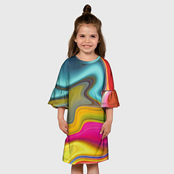 Платье клеш для девочки Волны цвета, цвет: 3D-принт — фото 2