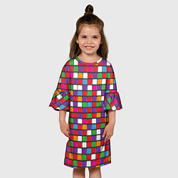 Платье клеш для девочки Color cubes, цвет: 3D-принт — фото 2