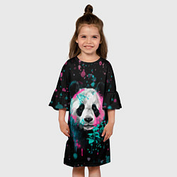 Платье клеш для девочки Панда в розовом и голубом - нейронная сеть, цвет: 3D-принт — фото 2