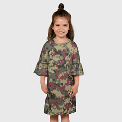 Платье клеш для девочки Красно - зеленый камуфляж, цвет: 3D-принт — фото 2