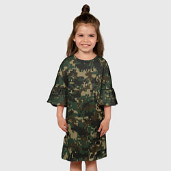 Платье клеш для девочки Зелено - коричневый камуфляж, цвет: 3D-принт — фото 2