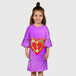 Платье клеш для девочки Цветы от сердца, цвет: 3D-принт — фото 2