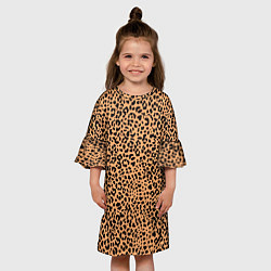 Платье клеш для девочки Оранжевое леопардовое поле, цвет: 3D-принт — фото 2