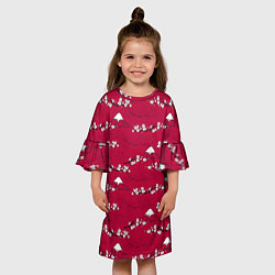 Платье клеш для девочки Японский паттерн - цветение сакуры, цвет: 3D-принт — фото 2