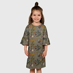 Платье клеш для девочки Малиновки и зверобой, цвет: 3D-принт — фото 2