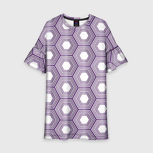 Детское платье Шестиугольники фиолетовые / 3D-принт – фото 1