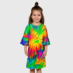Платье клеш для девочки Тай-дай кислотные краски, цвет: 3D-принт — фото 2