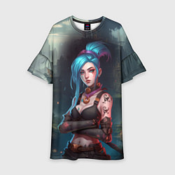 Платье клеш для девочки Jinx league of legends, цвет: 3D-принт