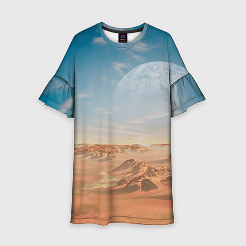 Детское платье Пустынная планета и спутник / 3D-принт – фото 1