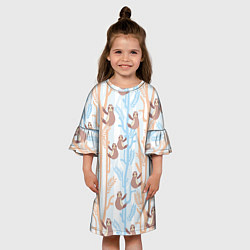 Платье клеш для девочки Милые ленивцы, цвет: 3D-принт — фото 2