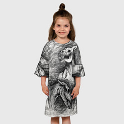 Платье клеш для девочки Черепа лошадей - эскиз, цвет: 3D-принт — фото 2