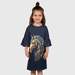 Платье клеш для девочки Механический конь, цвет: 3D-принт — фото 2