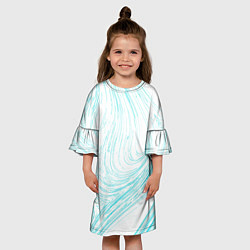 Платье клеш для девочки Абстракция бело-голубой, цвет: 3D-принт — фото 2