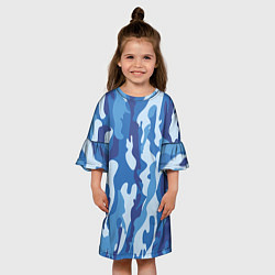 Платье клеш для девочки Blue military, цвет: 3D-принт — фото 2