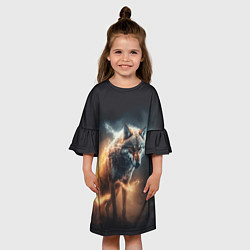 Платье клеш для девочки Стихия волка, цвет: 3D-принт — фото 2