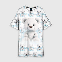 Платье клеш для девочки Плюшевый белый медведь, цвет: 3D-принт