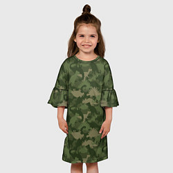 Платье клеш для девочки Камуфляж из динозавров, цвет: 3D-принт — фото 2