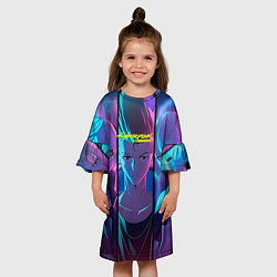 Платье клеш для девочки Дэвид Мартинес Cyberpunk Edgerunners, цвет: 3D-принт — фото 2