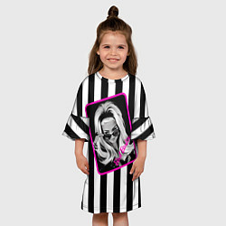 Платье клеш для девочки Барби и полосы, цвет: 3D-принт — фото 2
