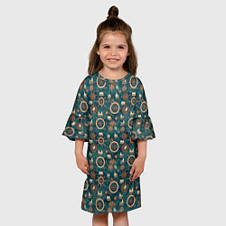 Платье клеш для девочки Штурвал паттерн, цвет: 3D-принт — фото 2